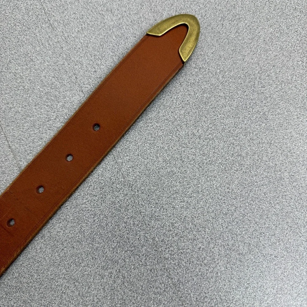 Madewell Leather Belt Womens XXL 2XL Brown Brass Buckle Tip Preppy Classic 1.25" - Picture 8 of 13